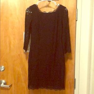 Adrianna Papell Black lace mini dress